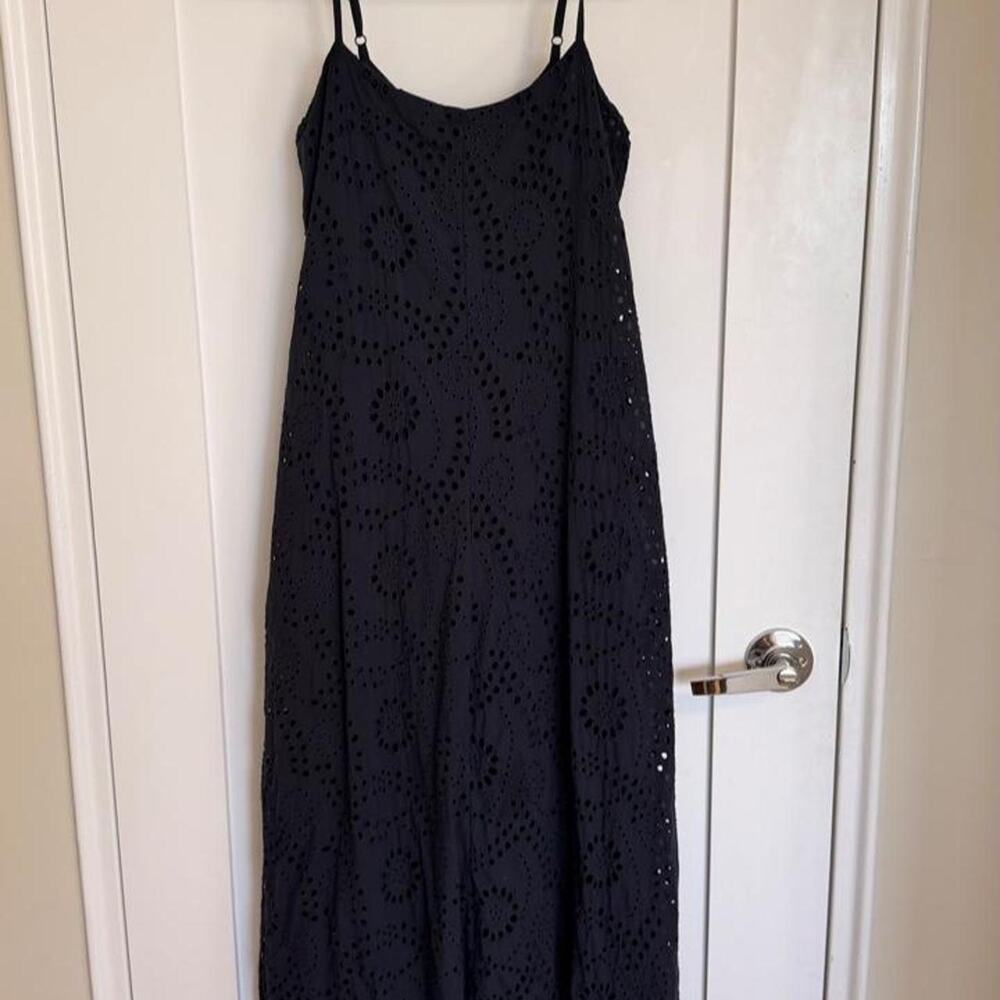 Young Fabulous and Broke Navy Eyelet Dress with Bubble Hem